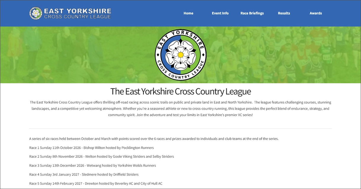 East Yorkshire Cross Country Leads the Way with Free Event Website on a Low Cost UK Race Platform