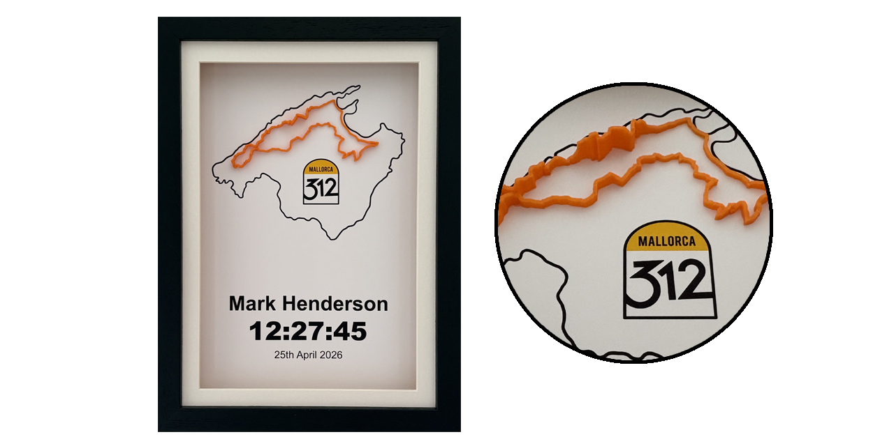 Personalised Mallorca 312 Framed Print With 3D Course Profile
